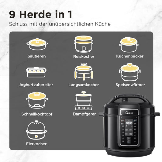 9-in-1 Multikocher, 7.6 Liter Schwarz