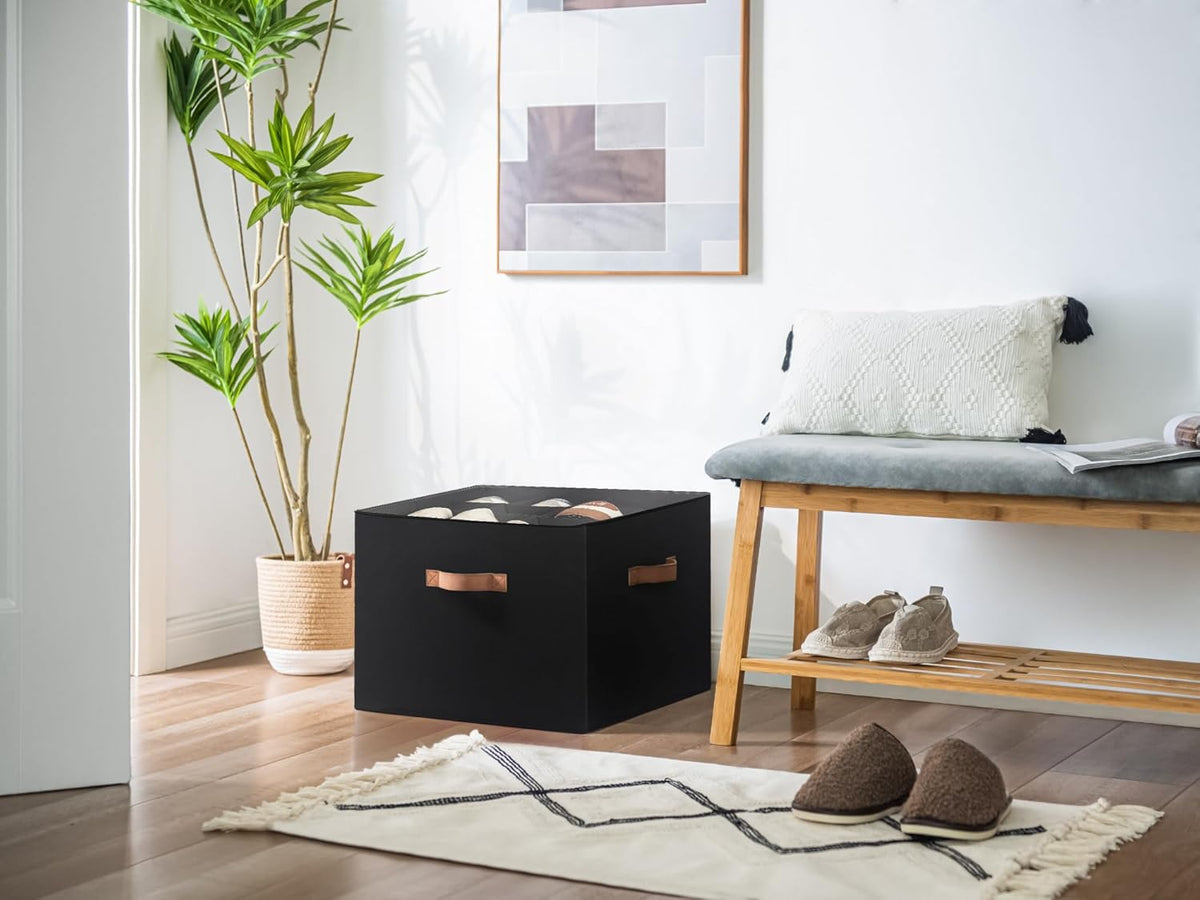 Schuhorganizer für Schrank (Platz für 16 Paar), Schwarz 43 × 43 × 32 cm