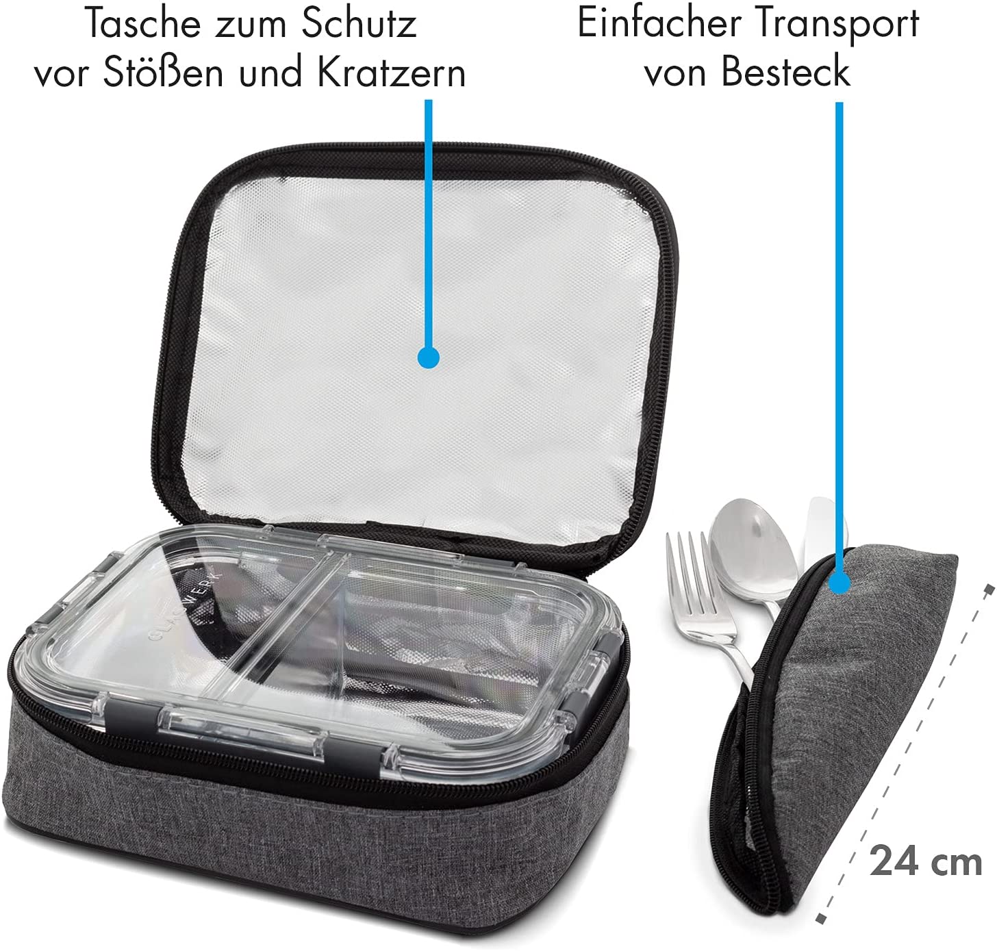 3-teiliges Set Frischhaltedosen mit Deckel und Transporttasche