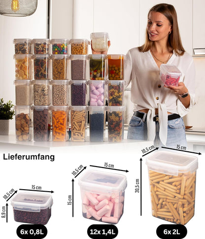 Vorratsdosen-Set mit Deckel, 24 Set Weiss