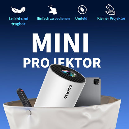Tragbarer Mini-Beamer C2 mit 4K-Unterstützung und 5G WiFi, White