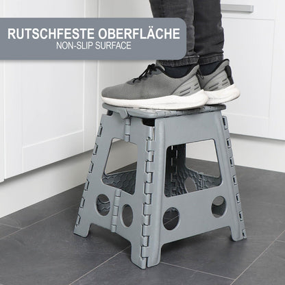 Klapptritt mit Gumminoppen XXL - Rutschfester Tritthocker, Weiss/Grau Xxl - 1 Stück