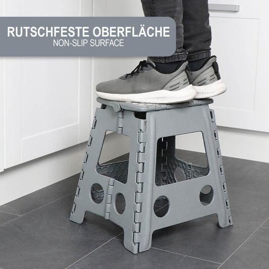 Klapptritt mit Gumminoppen XXL - Rutschfester Tritthocker, Weiss/Grau Xxl - 1 Stück