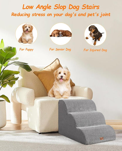 Waschbare Hundetreppe, Light Grey-3 Steps