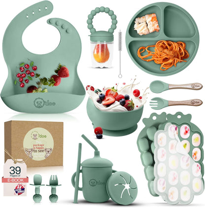 15-teiliges Baby Entwöhnungsset, Grün V5 Pflegeset [15 Stück]