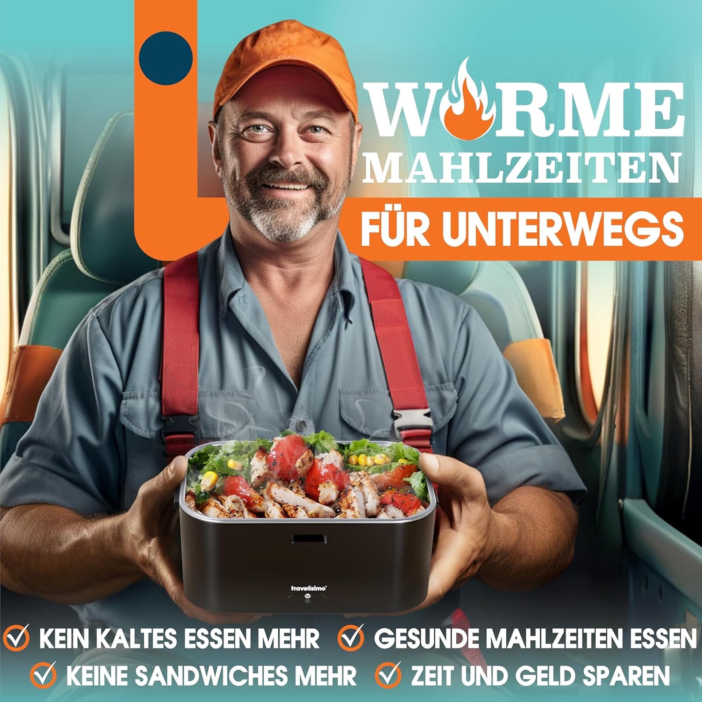 3-in-1 Lunch Box mit Aufwärmfunktion, Schwarz
