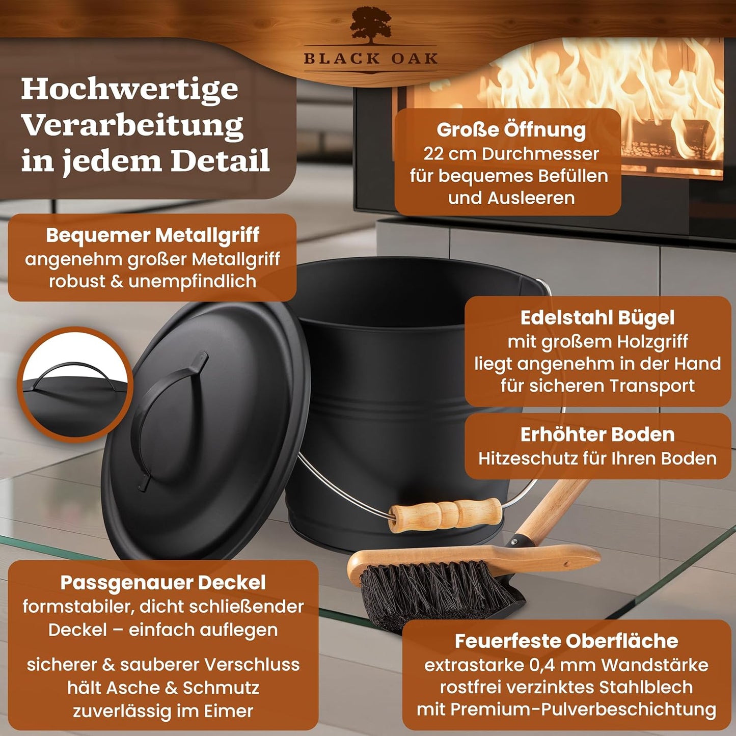 Ascheeimer-Set Piton, Piton 5L Eimer + Kehrset