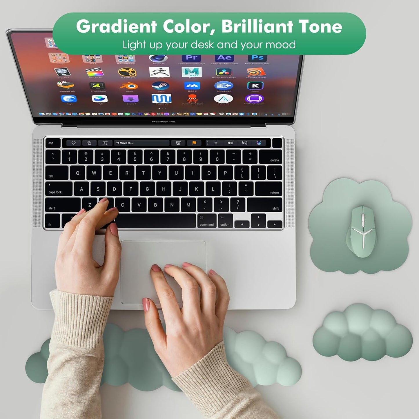 Ergonomisches Handgelenkauflagen-Set für Tastatur & Maus, Grün