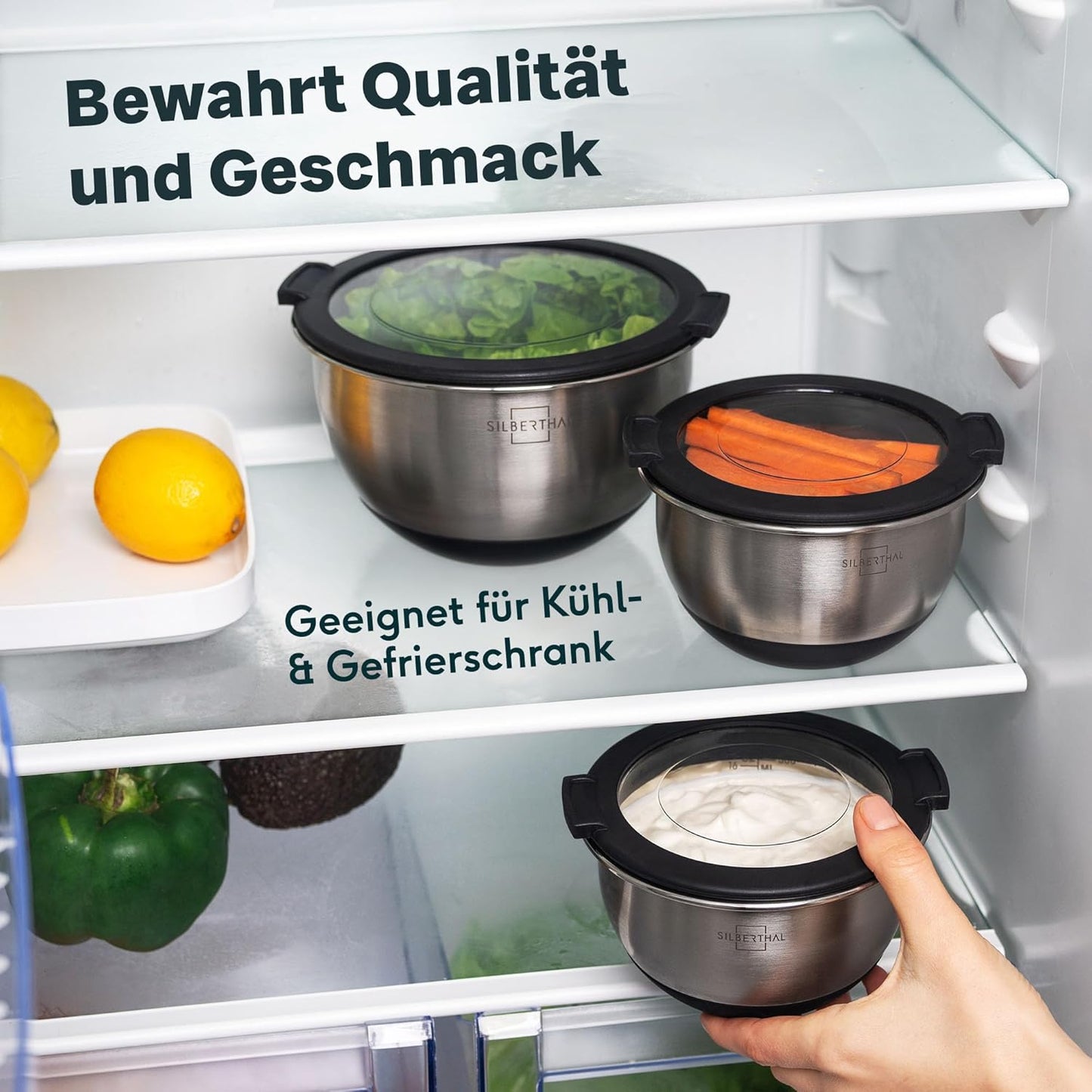 Edelstahl Schüssel-Set mit Deckel (5-teilig), 5er Set