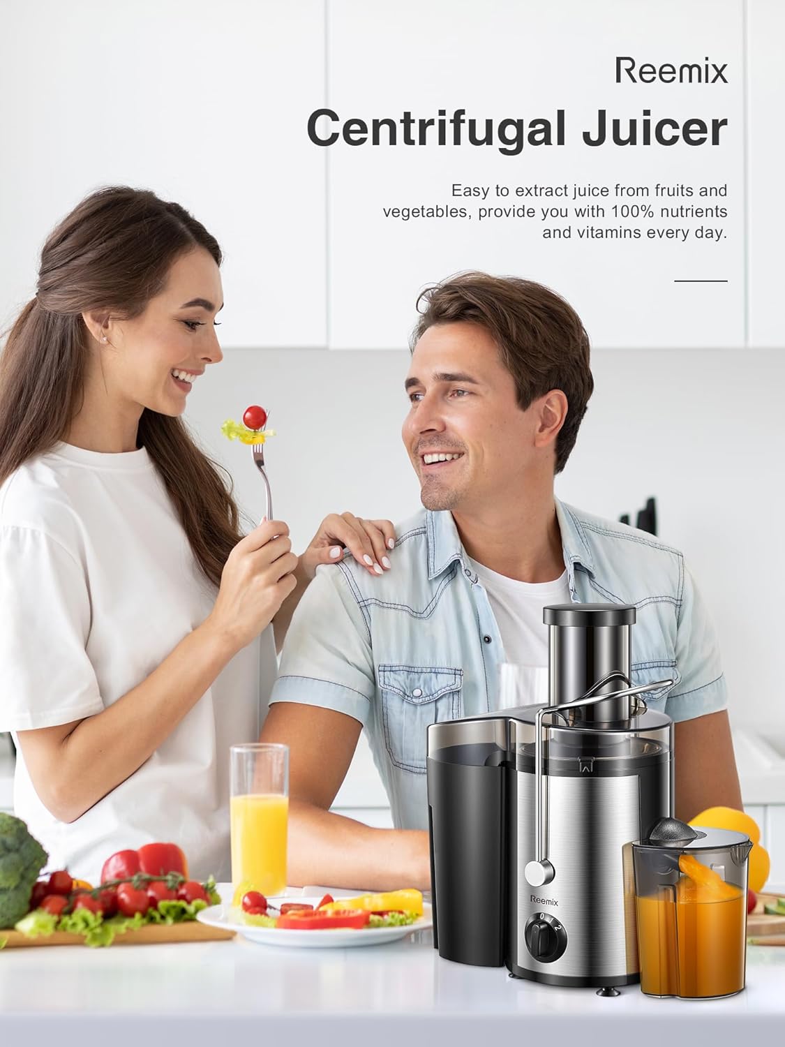 Entsafter für Gemüse & Obst, 500W Black