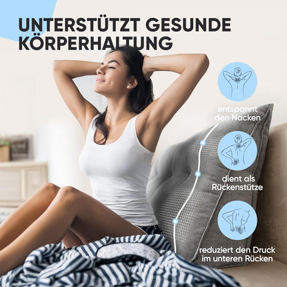 Lesekissen mit abnehmbarem Bezug und Seitentasche, Grau 70 cm