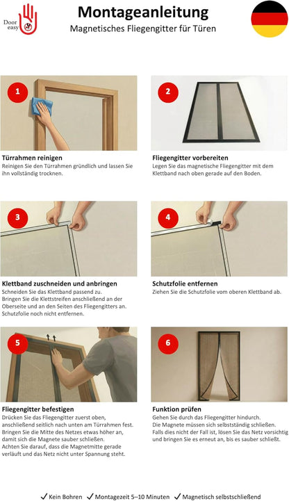 Fliegengitter Magnetvorhang für Balkontür (90 x 210 cm), 90 x 210