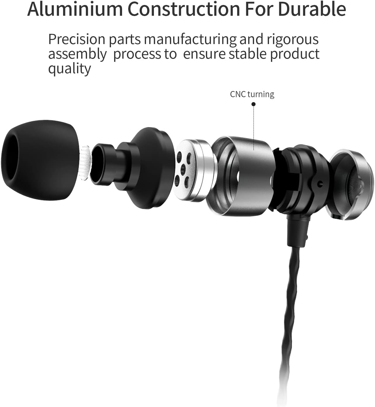 In-Ear HiFi Kopfhörer E50C mit Mikrofon und Fernbedienung, Gun Kabelgebunden mit Mikrofon & 3-Button-Remote