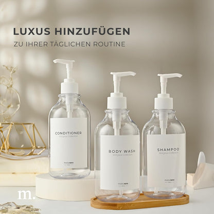 Nachfüllbare Shampoo- und Conditioner-Flaschen (3er Set), Klar Weiß X3