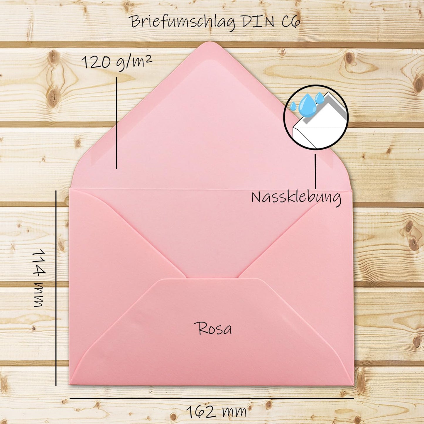 Briefumschläge DIN C6 (200 Stück), 200 Umschläge 16-Rosa