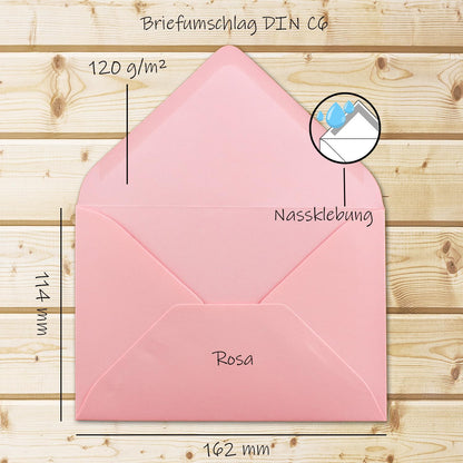 Briefumschläge DIN C6 (200 Stück), 200 Umschläge 16-Rosa