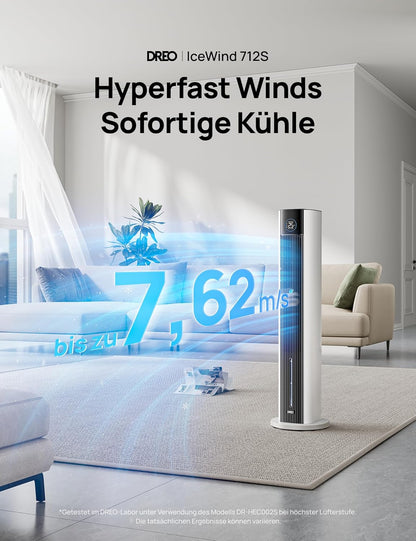 Turmventilator mit Wasserkühlung, App-Steuerung, Weiss
