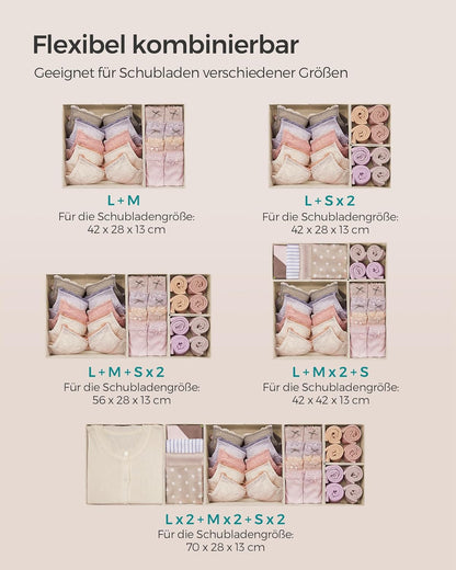 12-teiliges Schubladen Organizer Set, 12er Set Sandbeige