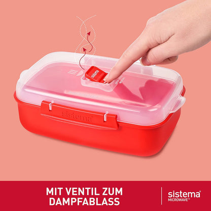 Microwave-Heat & Eat Frischhaltedosen Set, 2x 1.25 Litre + 2x 525 ml Rot