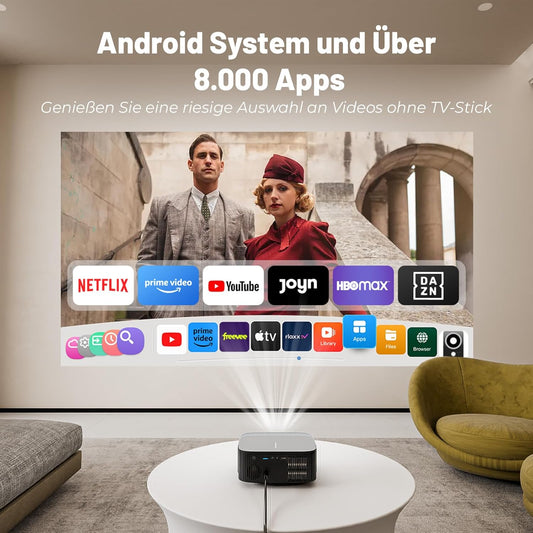 4K Smart Beamer mit Netflix, Smart Android TV & WiFi-Bluetooth, E1