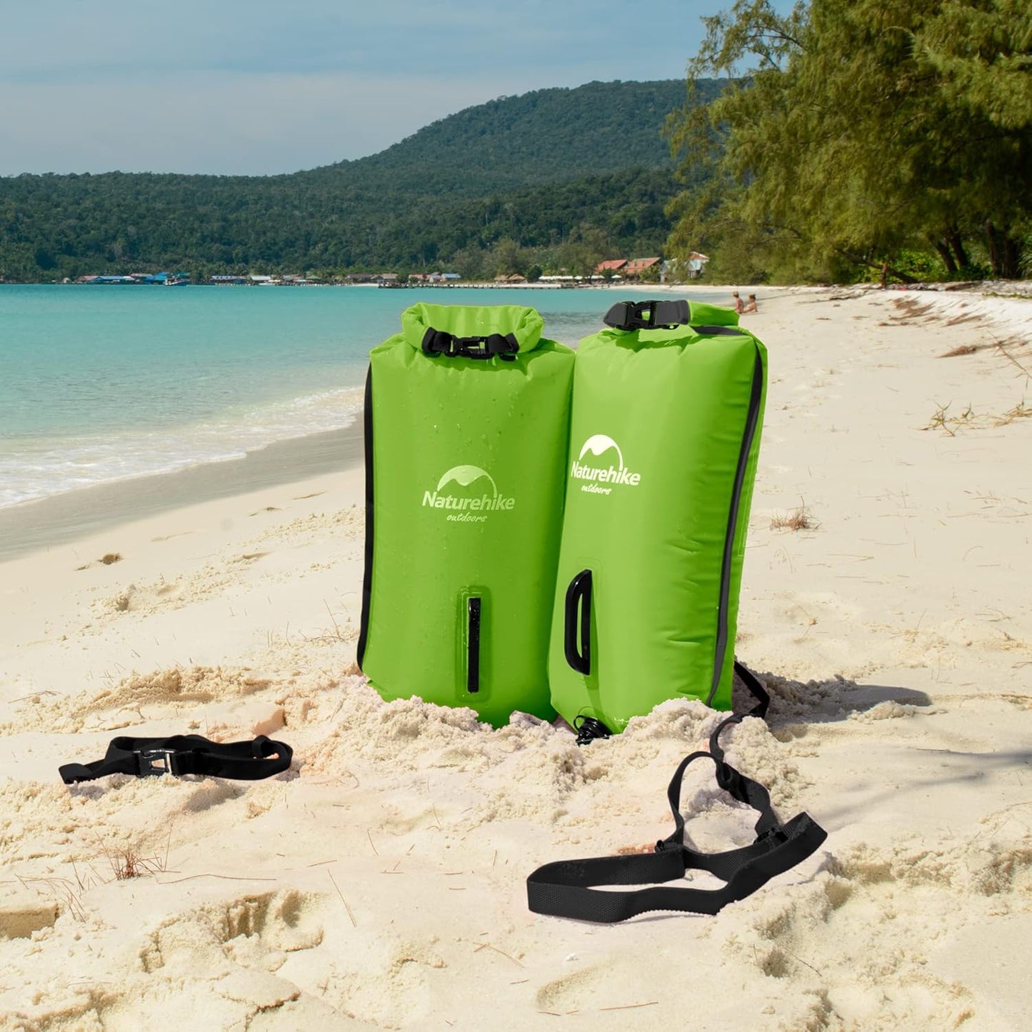 Aufblasbarer Trockensack mit Schwimmhilfe 18L, Leuchtendes Grün