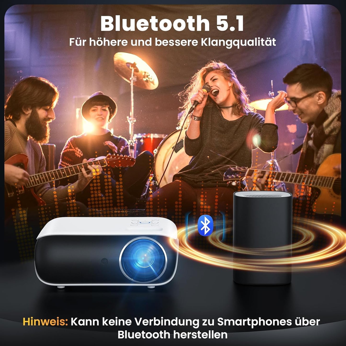 Full HD Mini Beamer 4K-Unterstützung für Heimkino, 9500Lumens