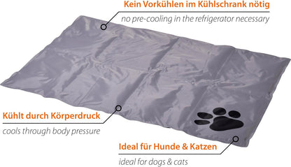 Selbstkühlende Hundematte mit Pfotenmuster, Grau