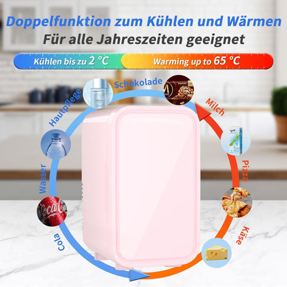 Mini-Kühlschrank 6L für Hautpflege & Getränke, Rosa