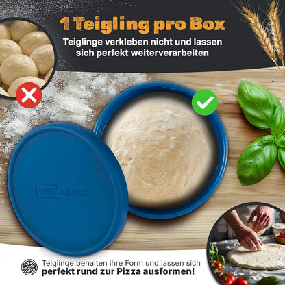4er-Set Pizzaballenbox mit Deckel, 4 Stück blau