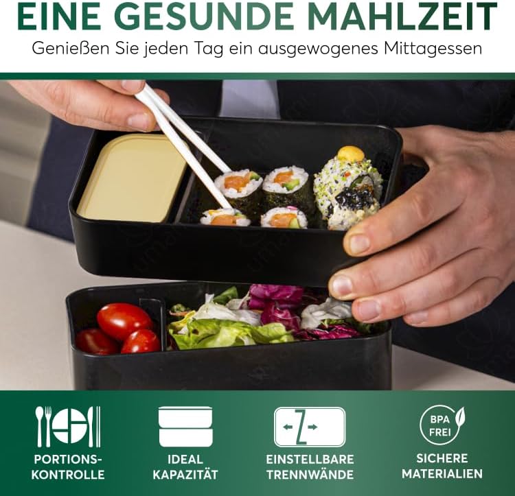 Bento Box, Schwarz & Tan, L - 1200 ml