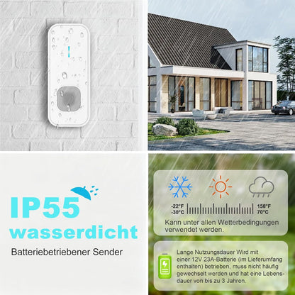 Funkklingel-Set mit LED-Blitz (2 Sender, 1 Empfänger), 1 Empfänger+2 Sender