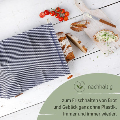 Bio-Bienenwachstuch Brotbeutel Krümelkarl, Streifen