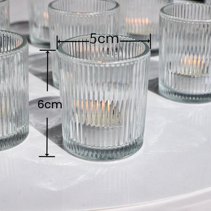 Teelichthalter-Set, Glas (12 Stück, Vintage Design), Transparent
