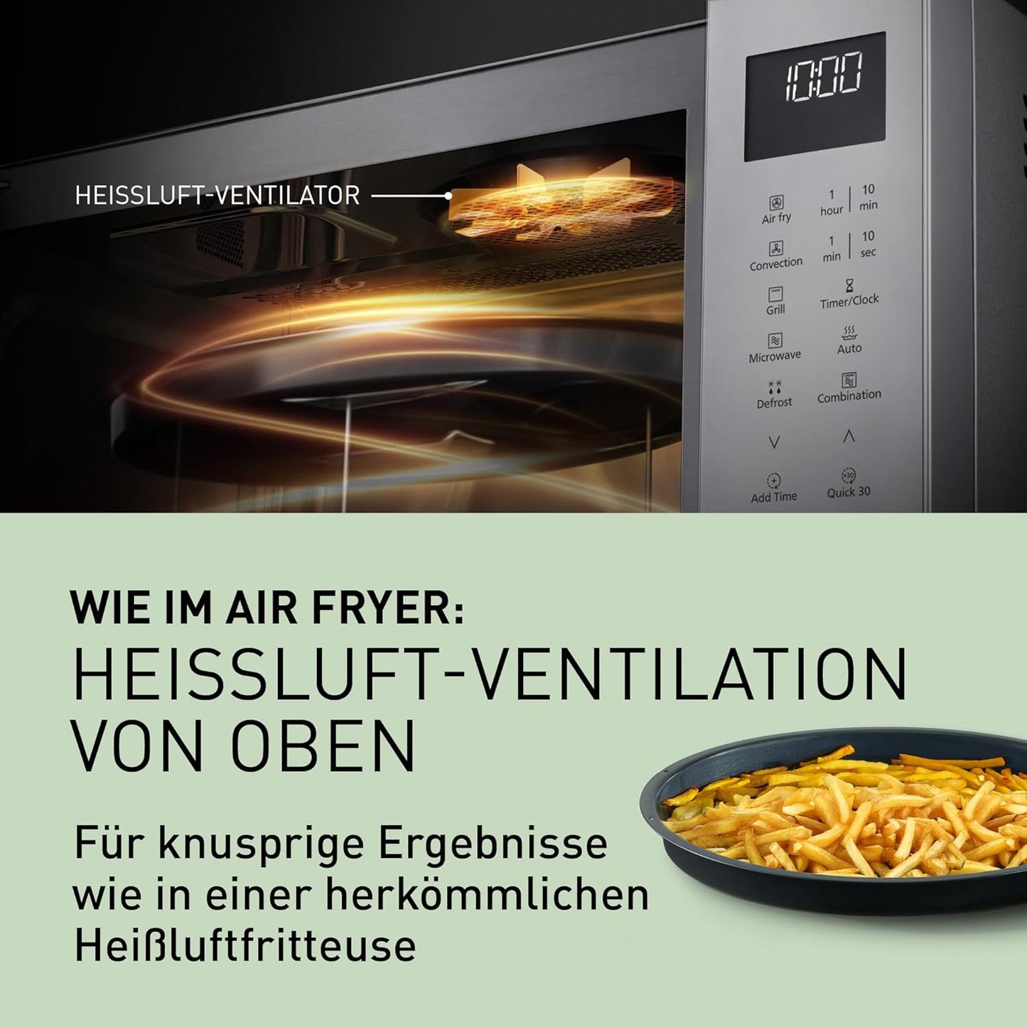 Kombimikrowelle mit Airfryer und Grillfunktion, Silber