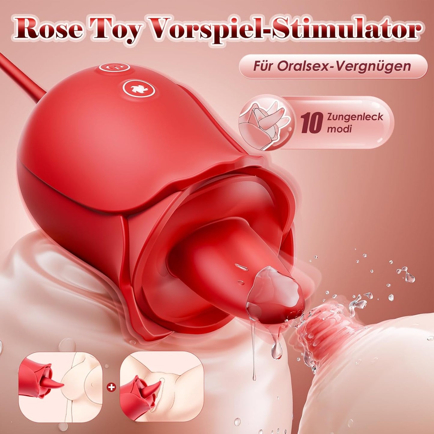 Rosen-Vibrations-Dildo mit 10 Funktionen für Frauen