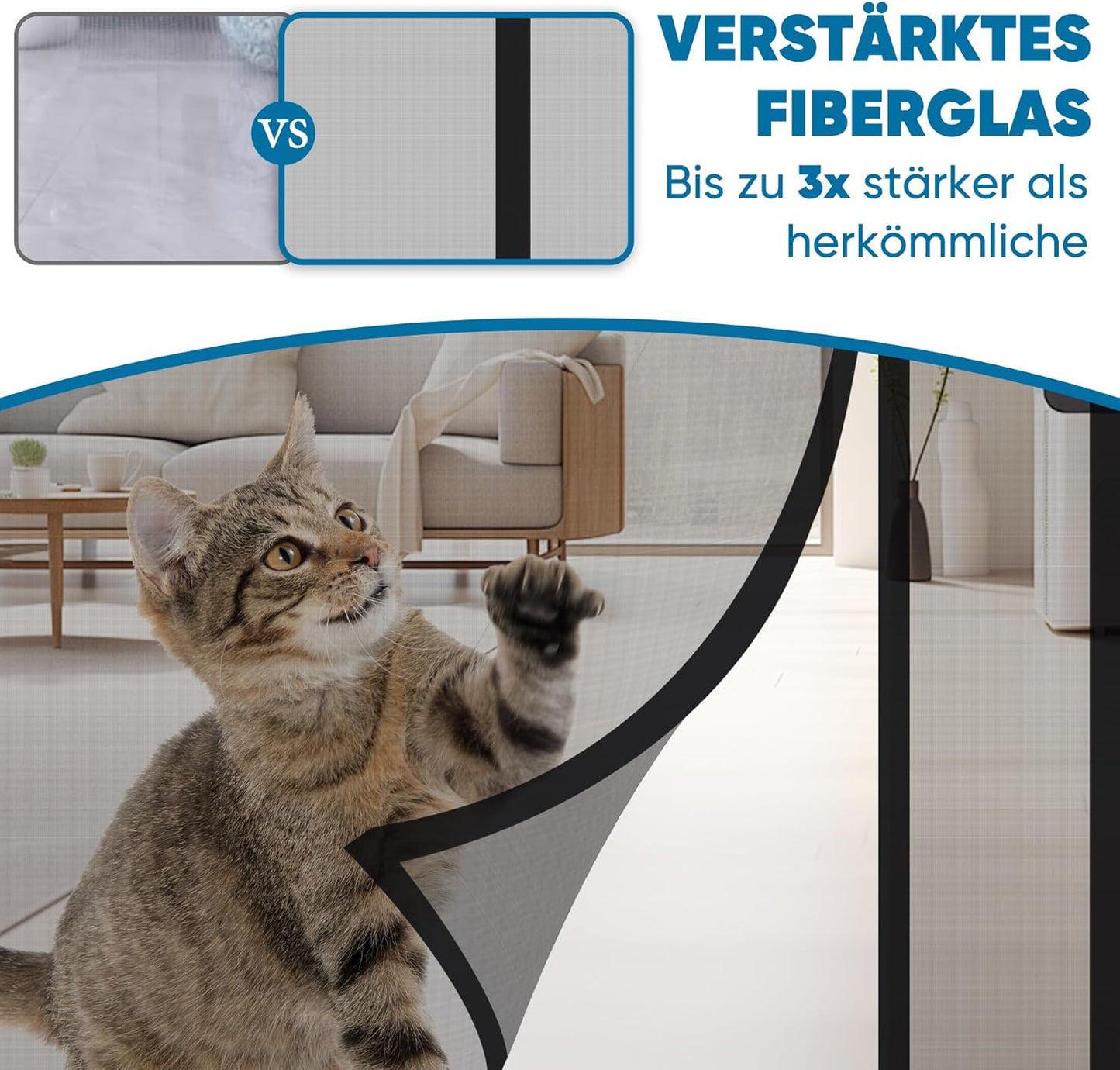 Fliegengitter ohne Bohren, 90x220 cm, 90x220cm Schwarz
