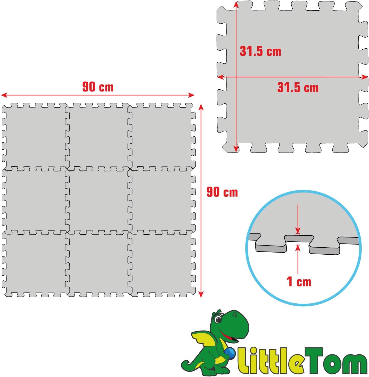 Spielmatte Baby Puzzlematte (9 Teile), Mint