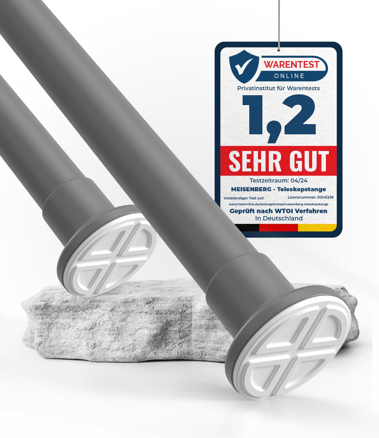 Teleskop-Klemmstange für Vorhänge, 50-80 cm Grau