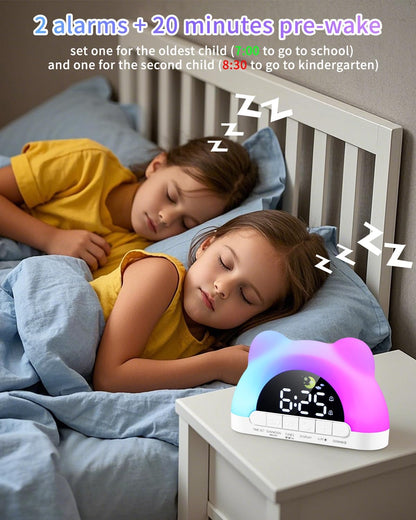 Wecker für Kinder mit 10 Klängen & 11 RGB-Farben, Bunt