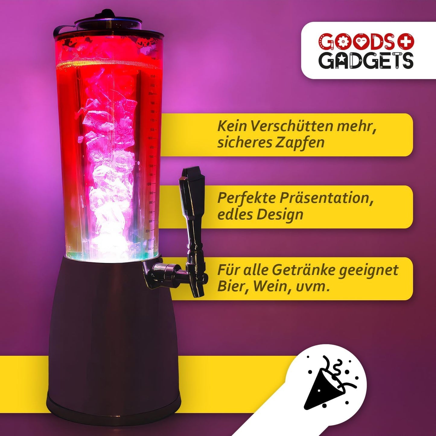 Biersäule mit Eiskühlung (4,0L), Schwarz