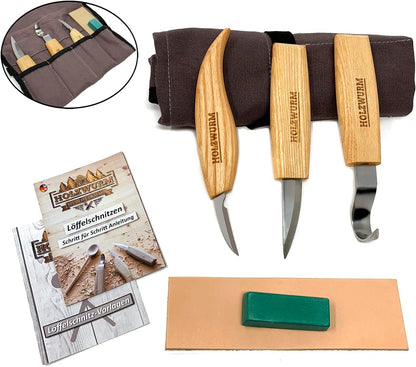 Schnitzmesser-Set mit Tasche und Anleitung, Hell