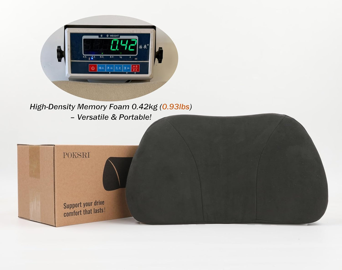Lendenstützkissen mit Memory Foam für Auto & Büro, Schwarz