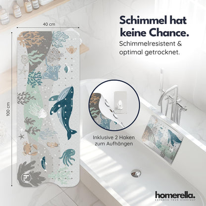 Rutschfeste Badewannenmatte für Kinder, inkl. Haken, Sandy Sea