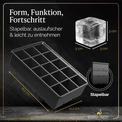 3er-Set XXL-Eiswürfelform, 15 XXL Würfel Schwarz 3