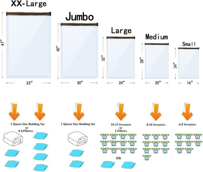 10-teiliges Vakuumbeutel-Set, Grösse Jumbo und Large, 5 Jumbo 5 Large