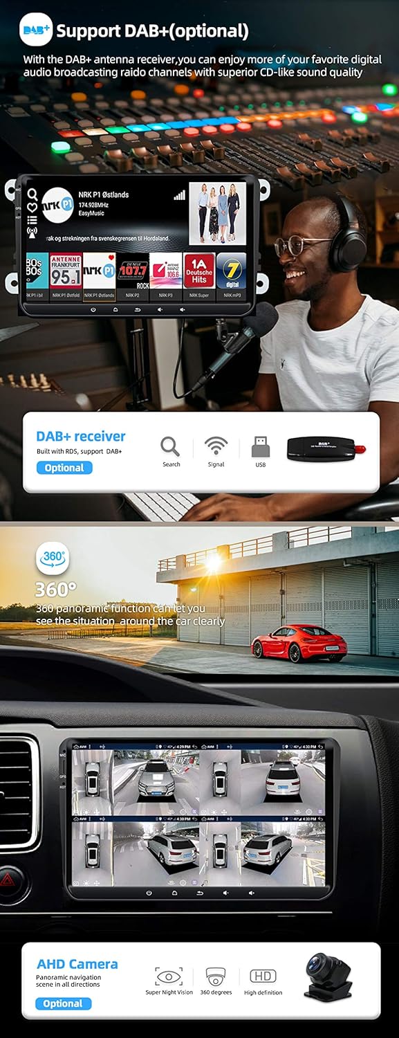 Android 10 Autoradio für VW/Skoda/Seat mit Carplay & DSP, AC8257-2G32G-8 Core