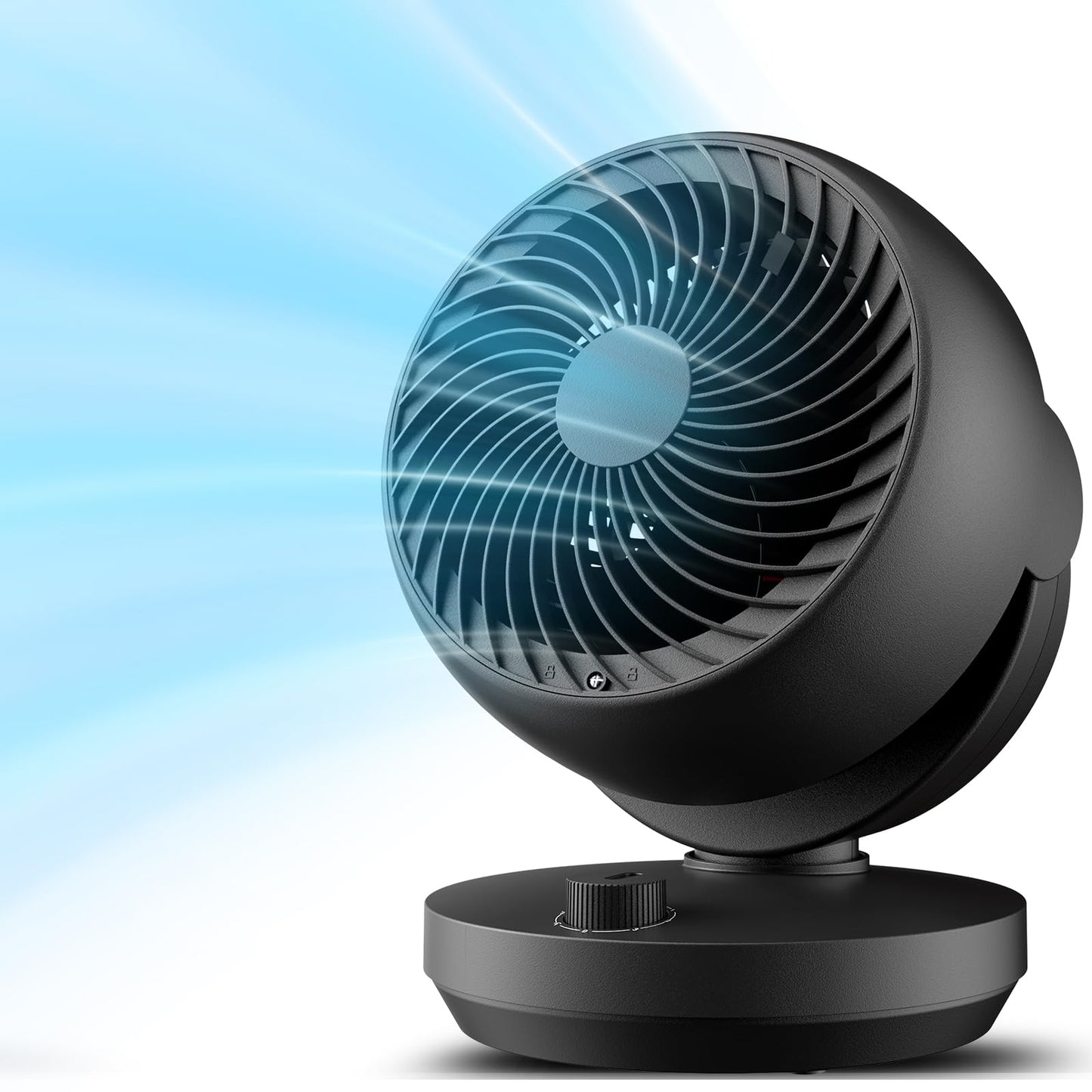 Leiser Tischventilator mit 3D Luftzirkulation, Schwarz