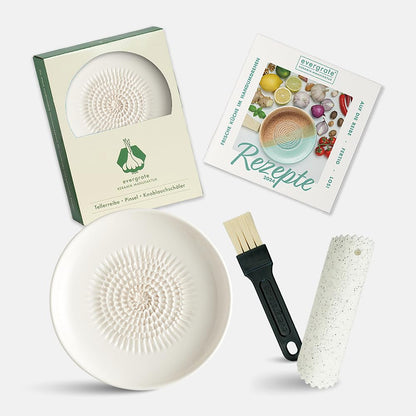 Keramikreibe mit Zubehör-Set, Cremeweiss