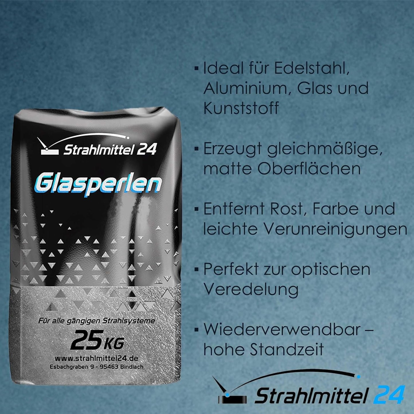 Glasperlen Strahlmittel 100-200 µm, 25 kg