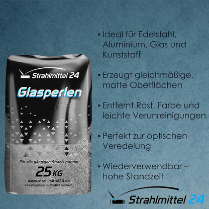 Glasperlen Strahlmittel 100-200 µm, 25 kg